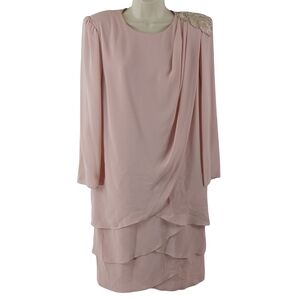Ursula Of Switzerland Chic Blush Long Sleeve Dress with Embellished Shoulder